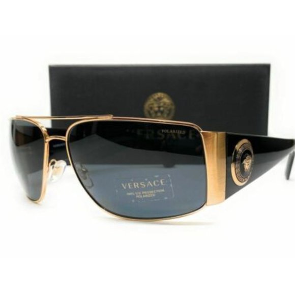 Versace Men's Gold and Dark Grey Sunglasses!